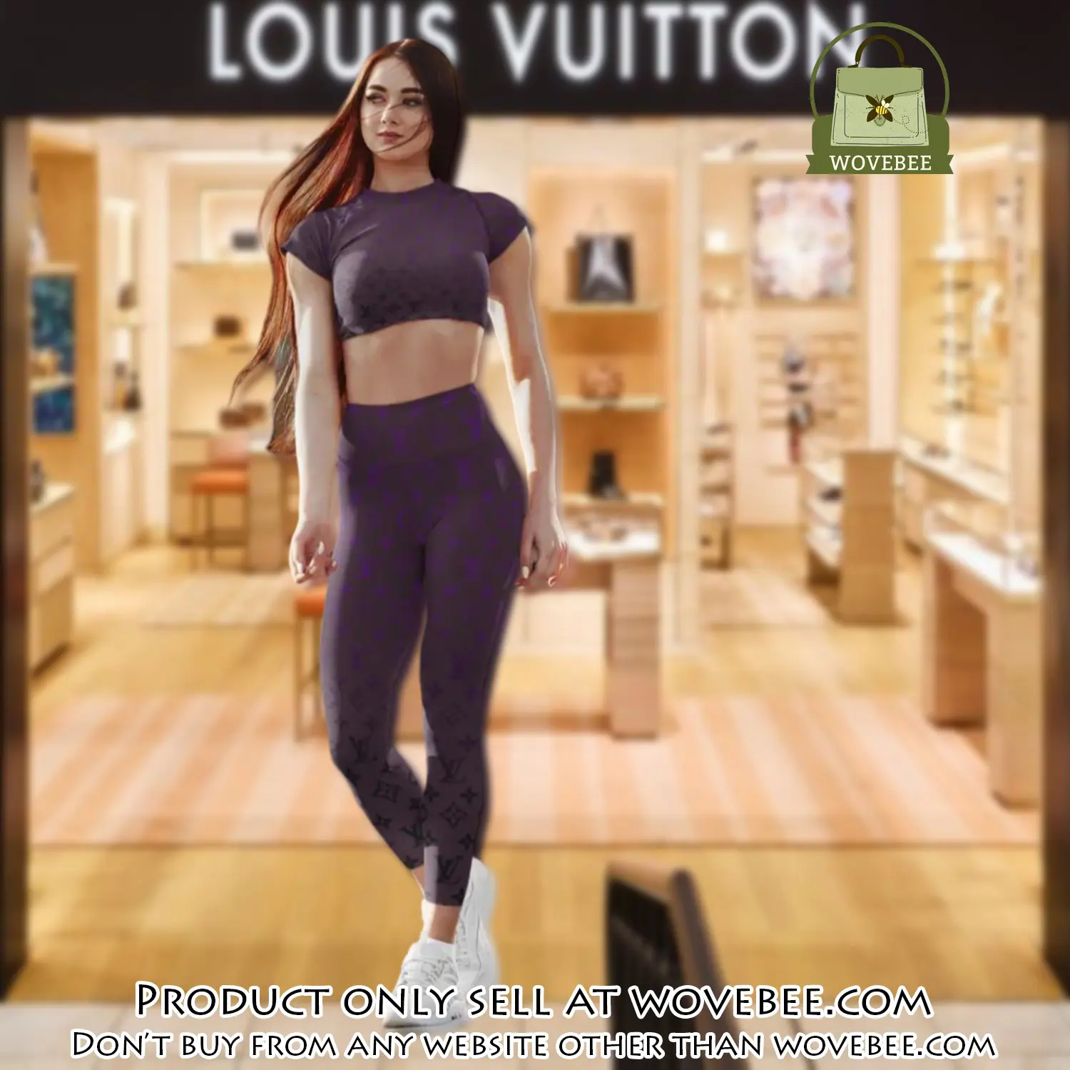 Purple brown louis vuitton luxury sportwear combo luxury brand crop top tshirt and legging for women ctl1035 wvb0815231
